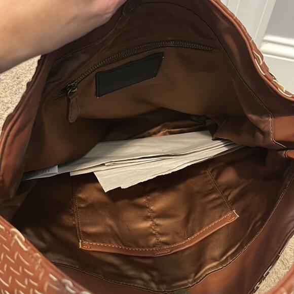 Deux Lux NWT Brown Bond Hobo Bag in Honey Woven Faux Leather Shoulder Purse - Picture 9 of 15